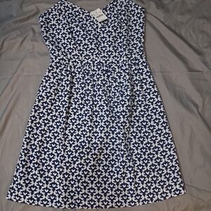 NWT Ladies size 4 J. Crew Navy White Dress zipper back spaghetti strap sundress